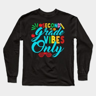 2nd Grade Vibes Teachers Boys Girls Funny Back To School Long Sleeve T-Shirt